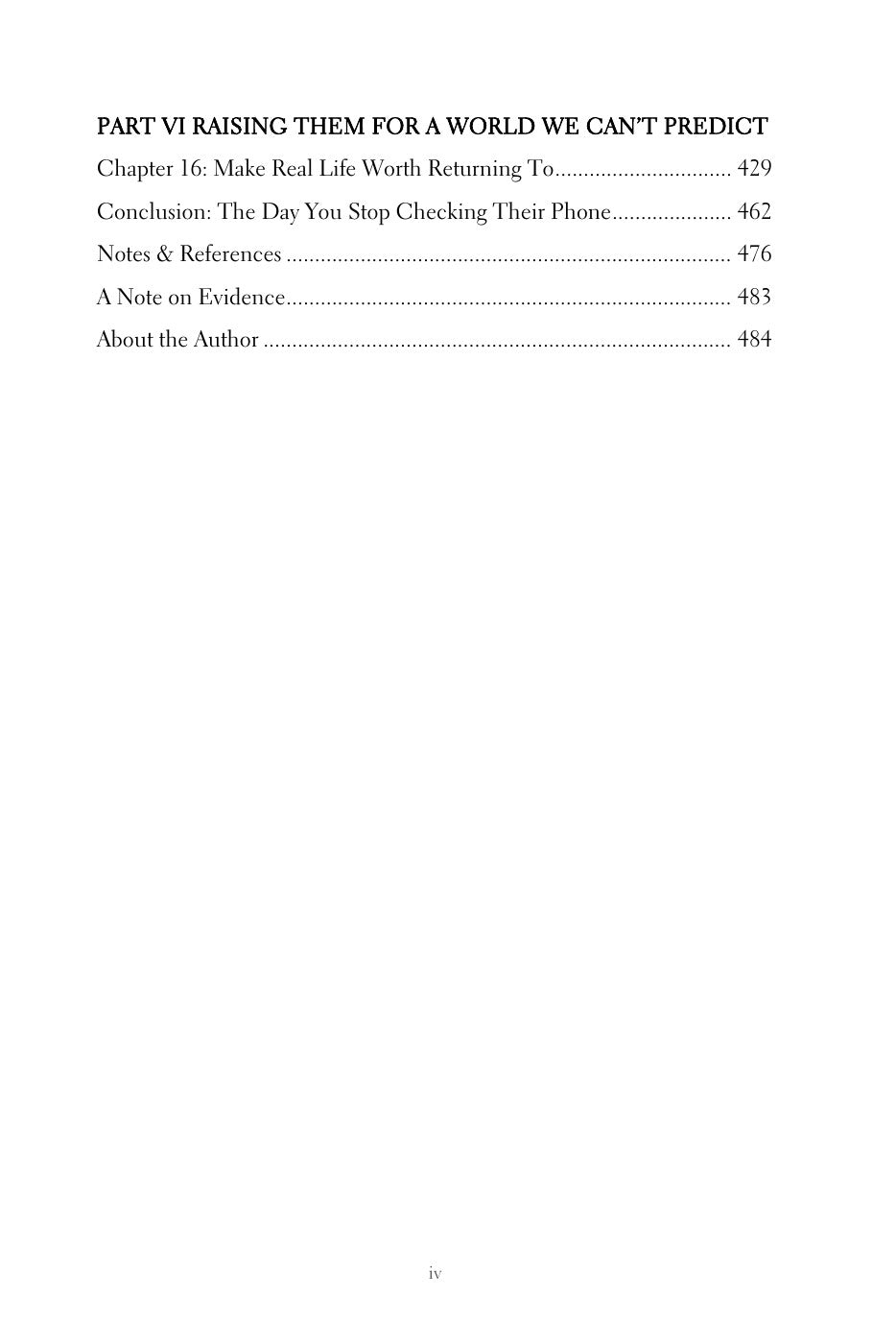 Table of contents: Part VI, conclusion, notes and references